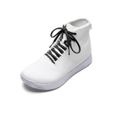 White Outwork Edge High-Top Shoe with Jet Black Shoelaces.
