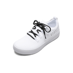 White Recs Knit Shoe with Jet Black Shoelaces.