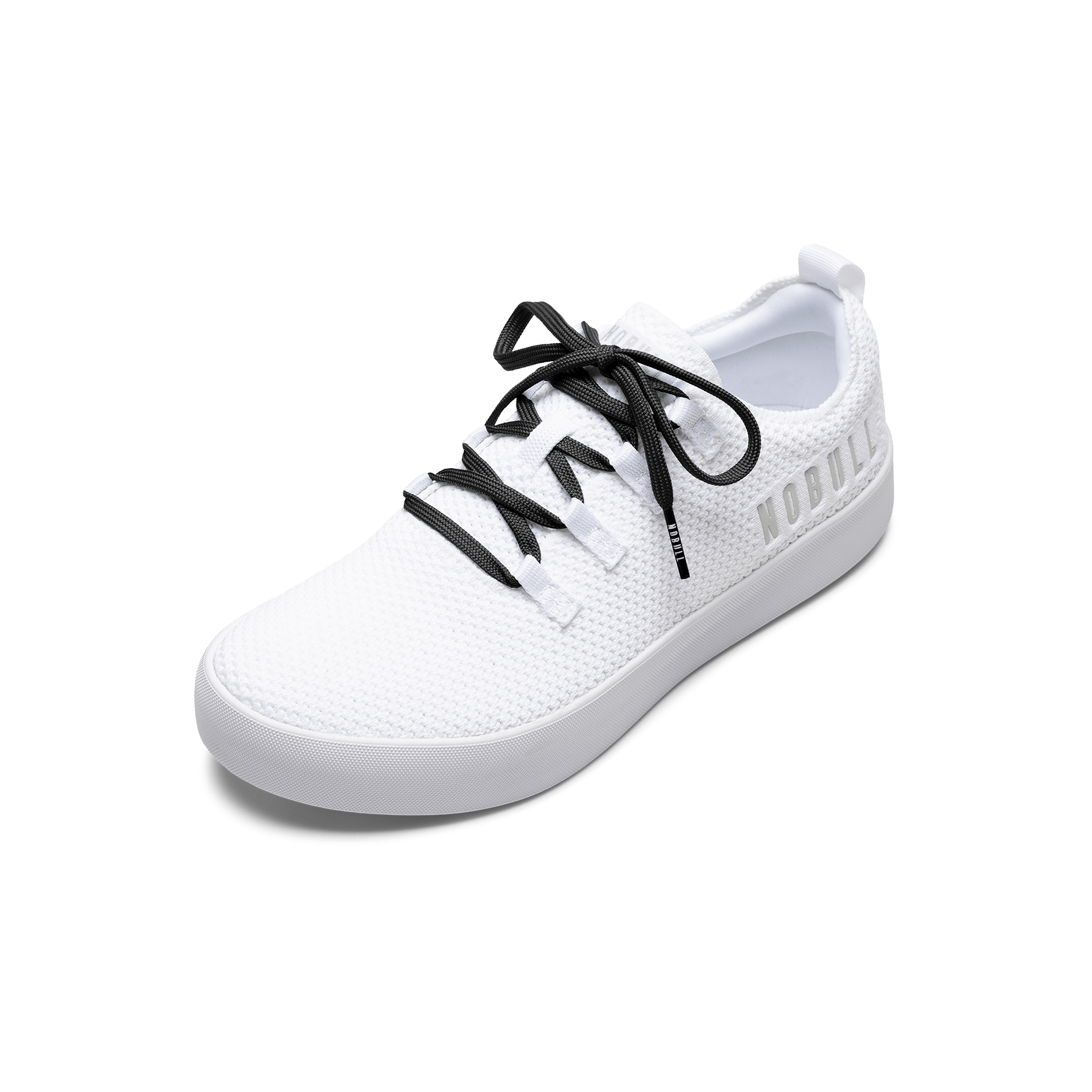 White Recs Knit Shoe with Jet Black Shoelaces.