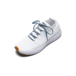White Allday Knit Shoe with Powder Blue Shoelaces.