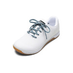White Outwork Shoe with Powder Blue Shoelaces.