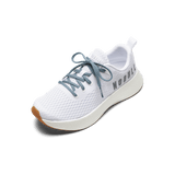 White Journey Shoe with Powder Blue Shoelaces.