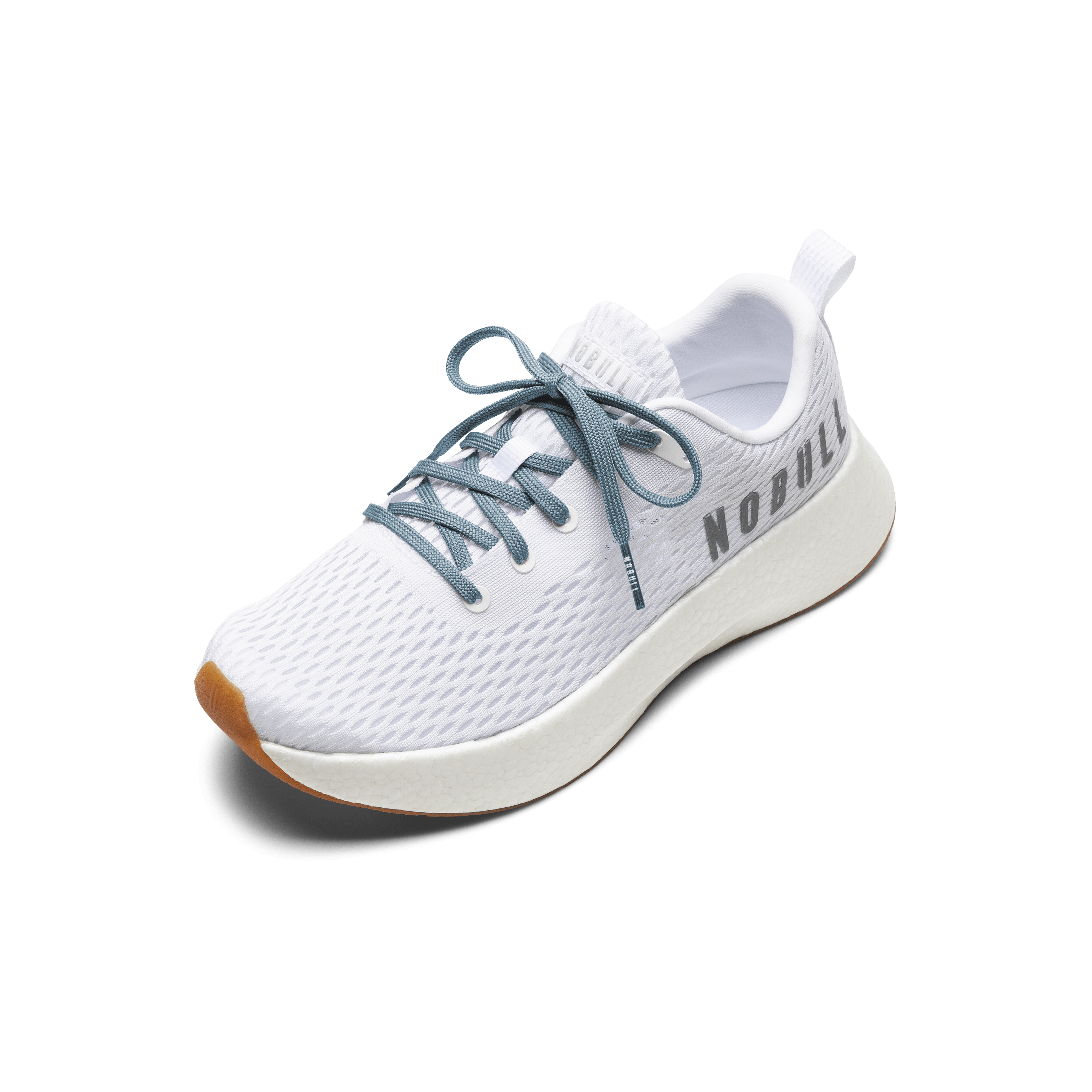 White Journey Shoe with Powder Blue Shoelaces.
