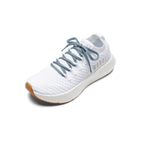 White Drive Knit Shoe with Powder Blue Shoelaces.