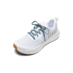White Drive Mesh Shoe with Powder Blue Shoelaces.