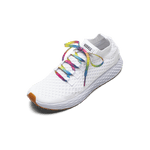White Allday Knit Shoe with Neon Glitch Shoelaces.