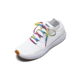 White Allday Knit Shoe with Neon Glitch Shoelaces.