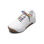 White Outwork Edge Shoe with Neon Glitch Shoelaces.