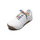 White Outwork Edge Shoe with Neon Glitch Shoelaces.