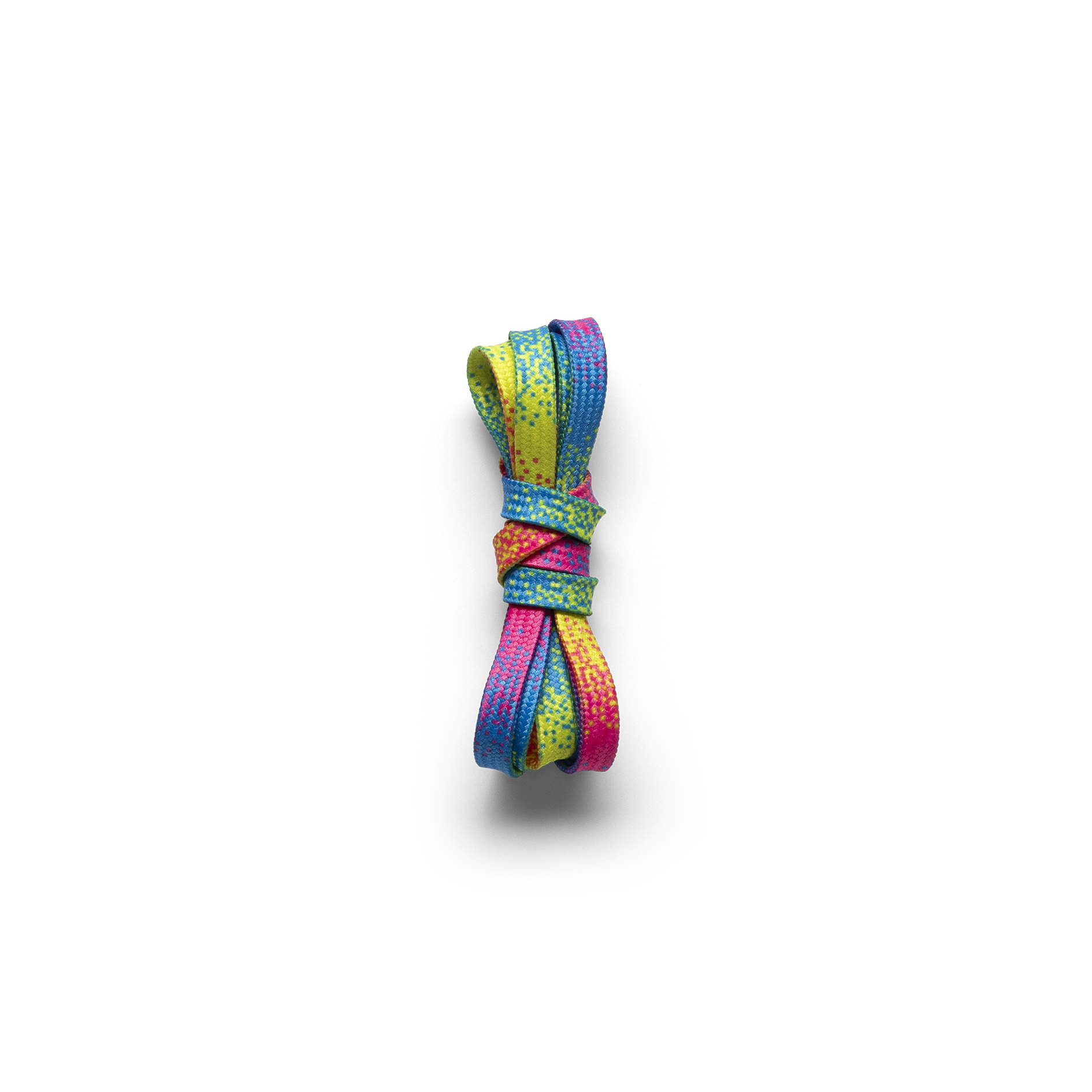 Neon Glitch Shoelaces Tied in a Knot.