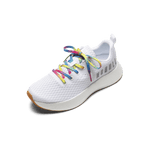 White Journey Shoe with Neon Glitch Shoelaces.
