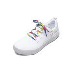 White Recs Knit Shoe with Neon Glitch Shoelaces.