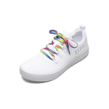White Recs Knit Shoe with Neon Glitch Shoelaces.