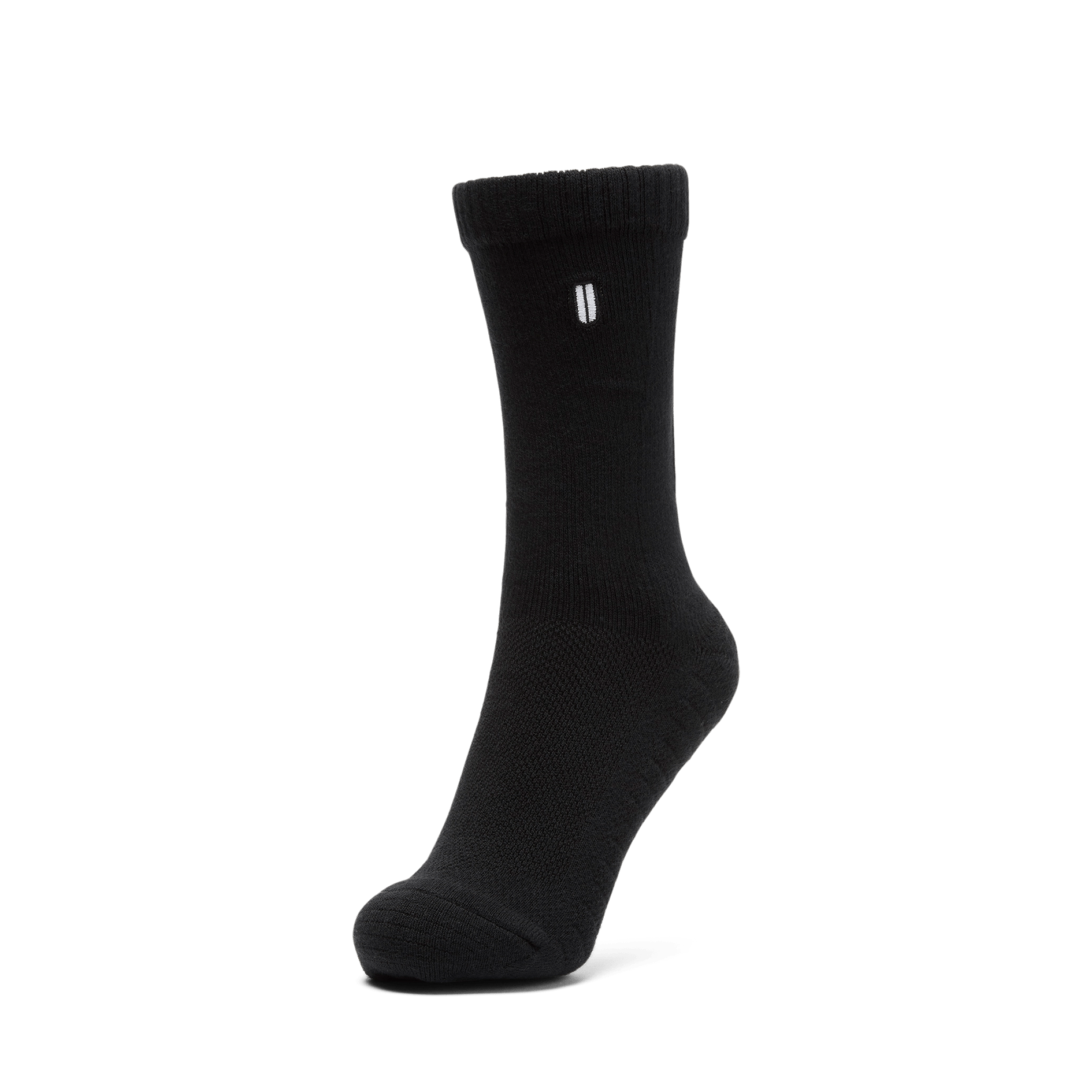 Black Be U Crew Sock Silhouette Angle.