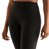 Black Women's High-Rise Matte Tight 25" Front Detail Angle.