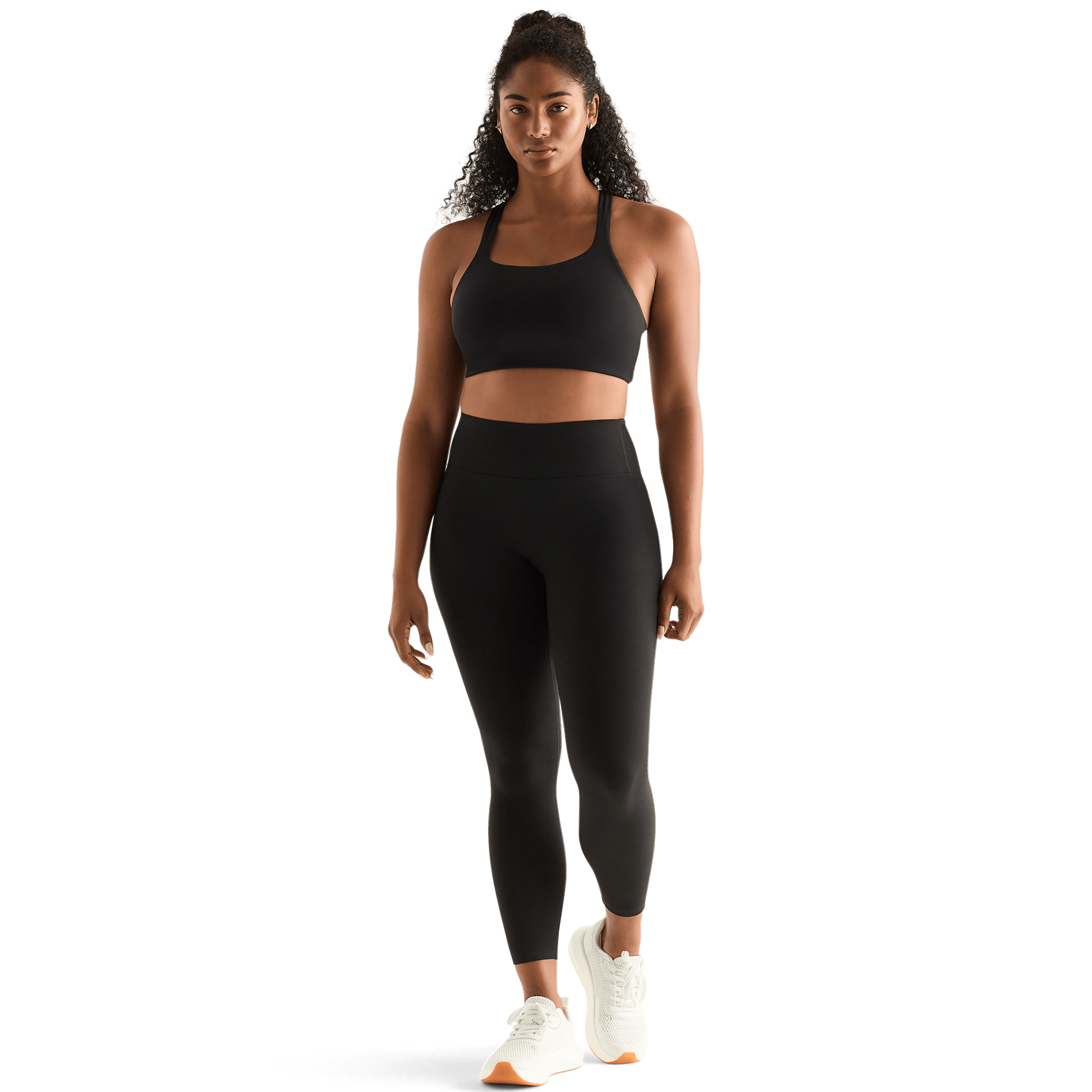 Black Women's High-Rise Matte Tight 25" Front Angle.
