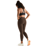 Chocolate Women's High-Rise Matte Tight 25" Back Angle.