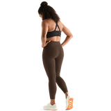 Chocolate Women's High-Rise Matte Tight 25" Back Angle.