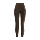 Chocolate Women's High-Rise Matte Tight 25" Front Silhouette Angle.