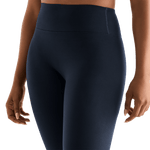 Night Navy Women's High-Rise Matte Tight 25" Front Detail Angle. 