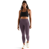 Black Plum Women's High-Rise Matte Tight 25" Front Angle.
