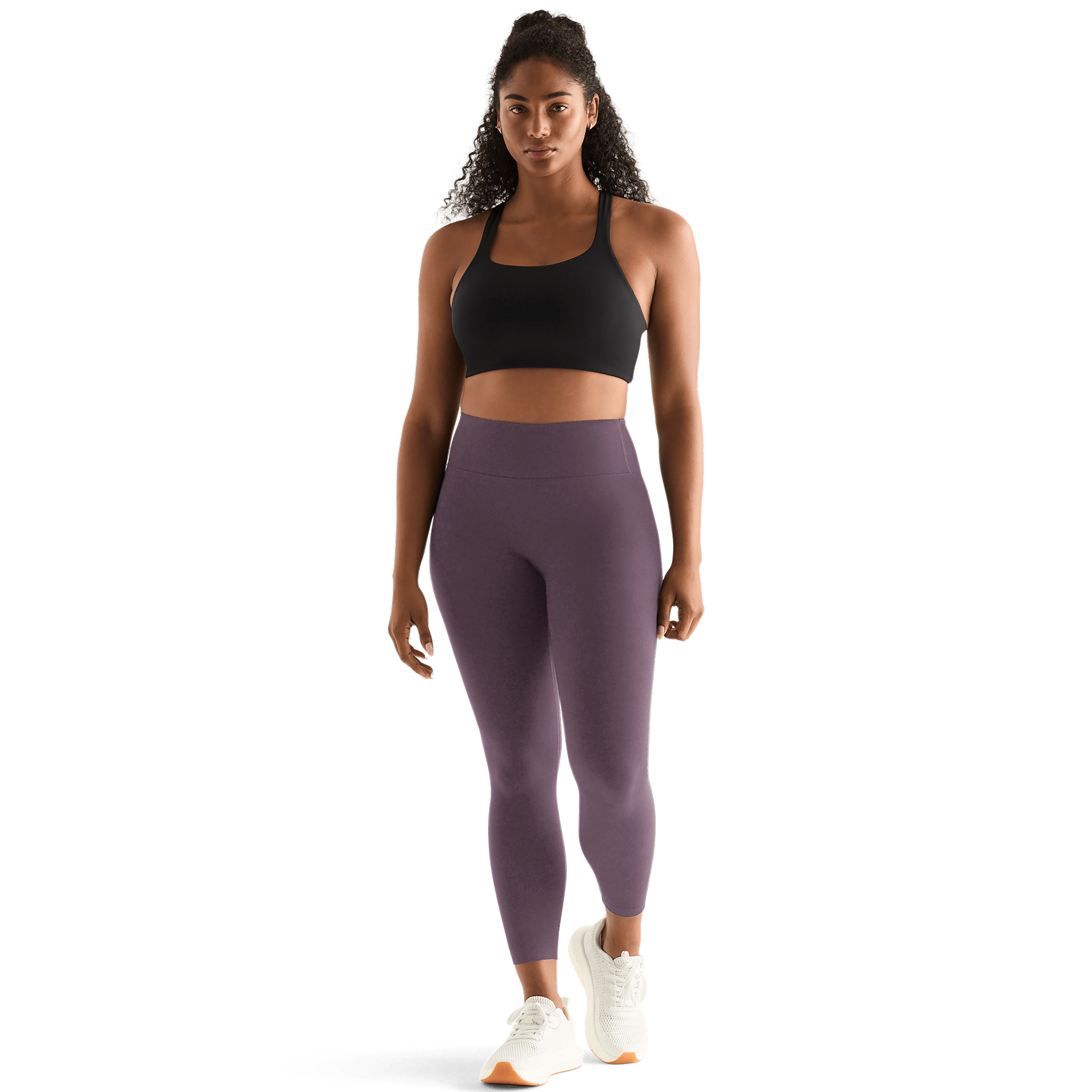 Black Plum Women's High-Rise Matte Tight 25" Front Angle.