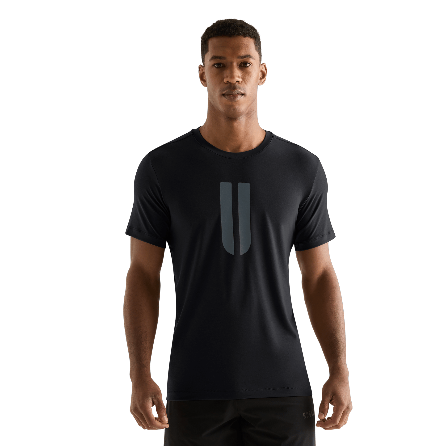 Black Men's U Tee Front Angle.