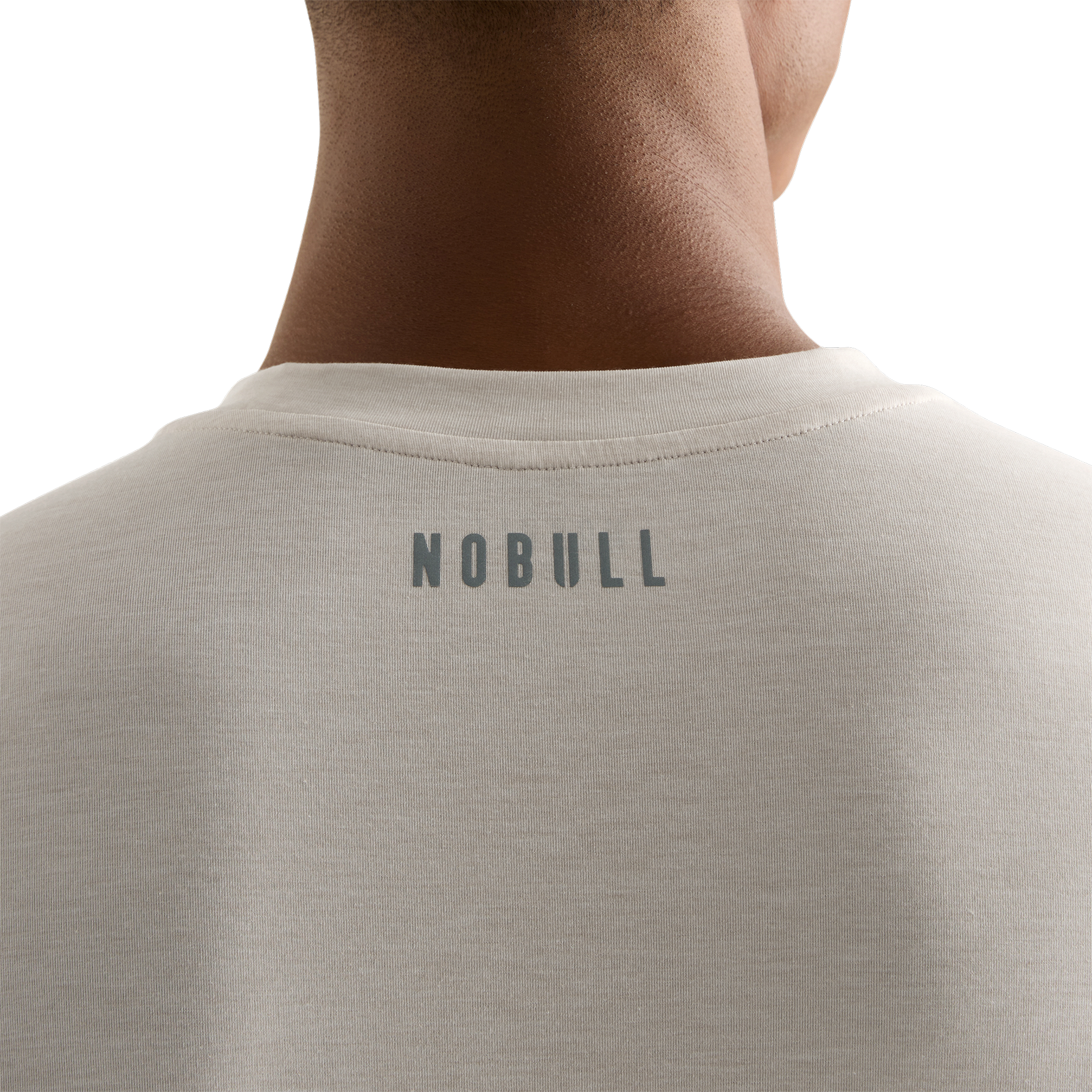 Oatmeal Men's U Tee NOBULL Logo Angle.