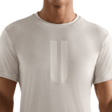 Oatmeal Men's U Tee Detail Angle.