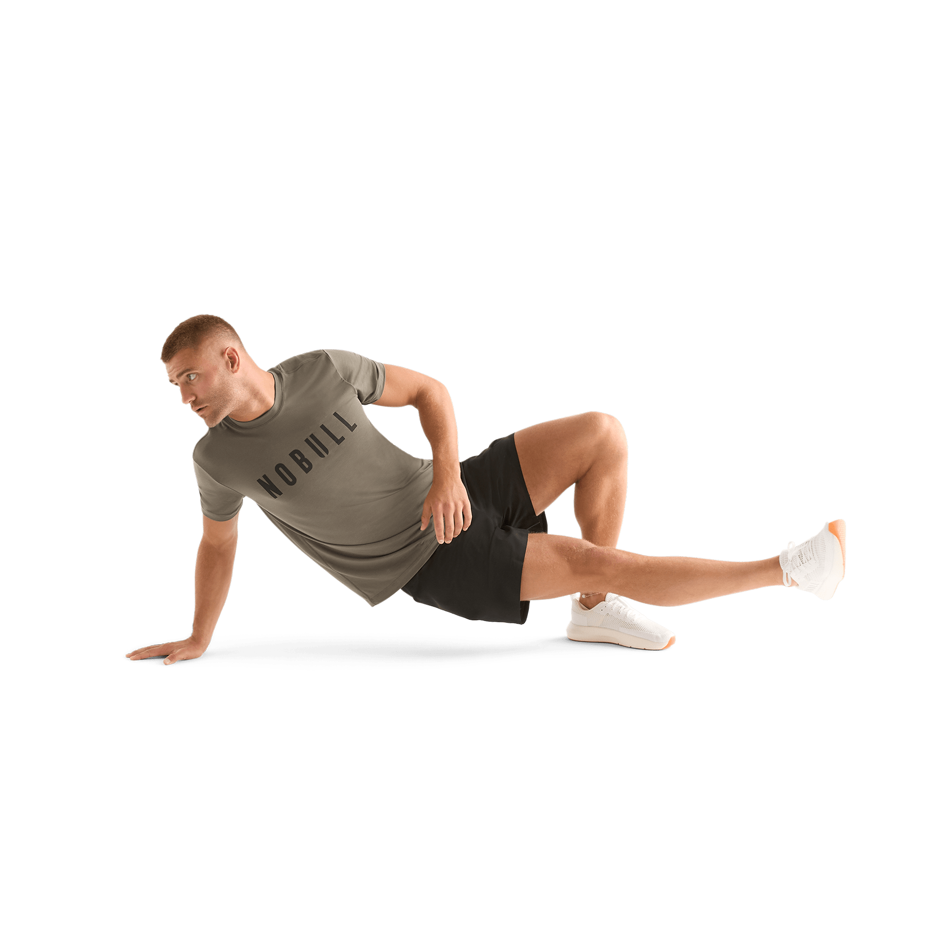 Dark Fallen Rock Men's NOBULL Tee Action Shot Angle.