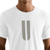 White Men's U Tee Detail Angle.