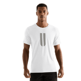 White Men's U Tee Front Angle.