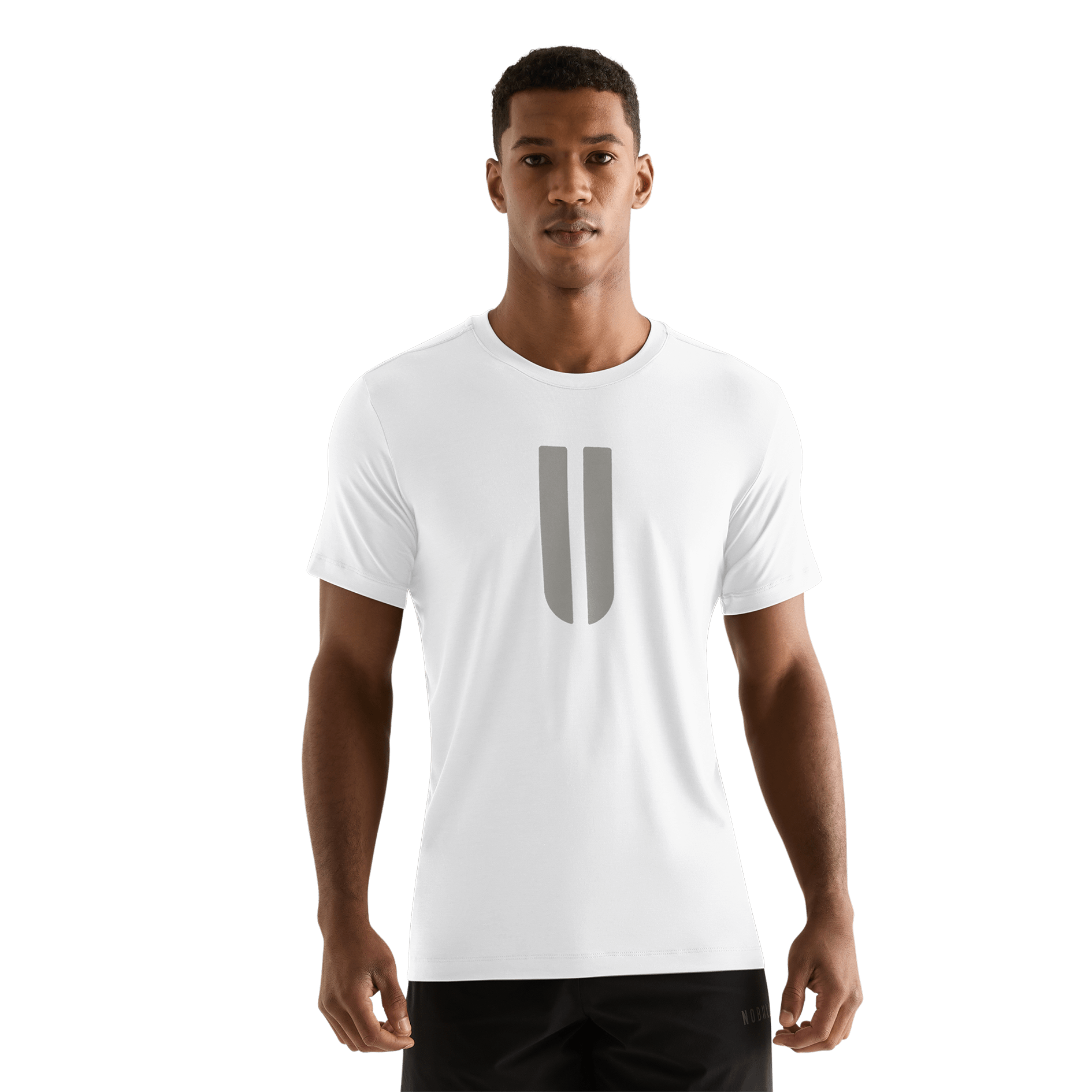 White Men's U Tee Front Angle.