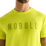 Neon Yellow Men's NOBULL Tee Front Detail Angle.