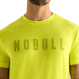 Neon Yellow Men's NOBULL Tee Front Detail Angle.