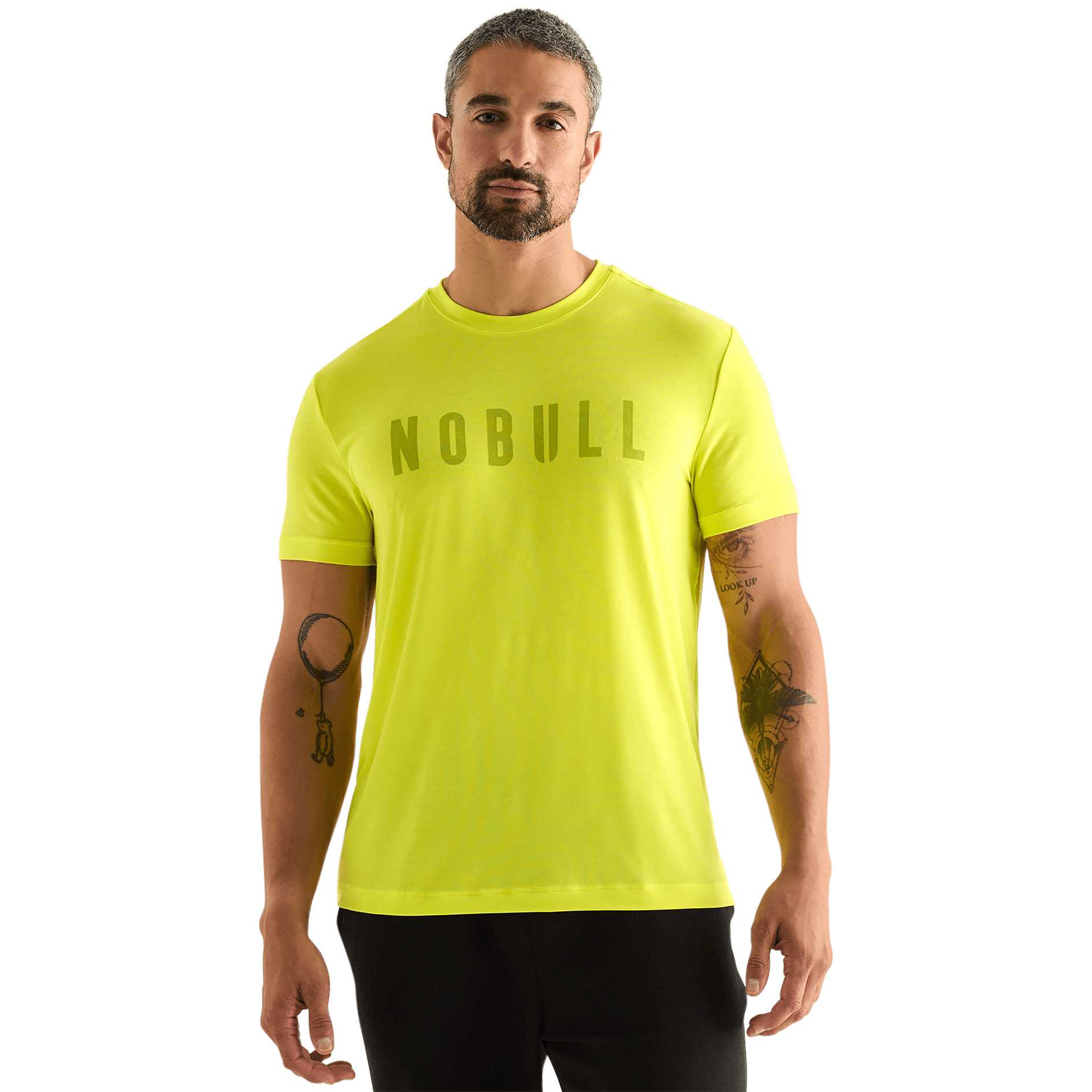 Neon Yellow Men's NOBULL Tee Front Angle.