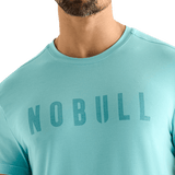 Aqua Heather Men's NOBULL Tee Front Detail Angle.
