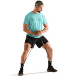 Aqua Heather Men's NOBULL Tee Action Shot.