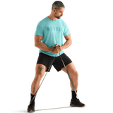 Aqua Heather Men's NOBULL Tee Action Shot.