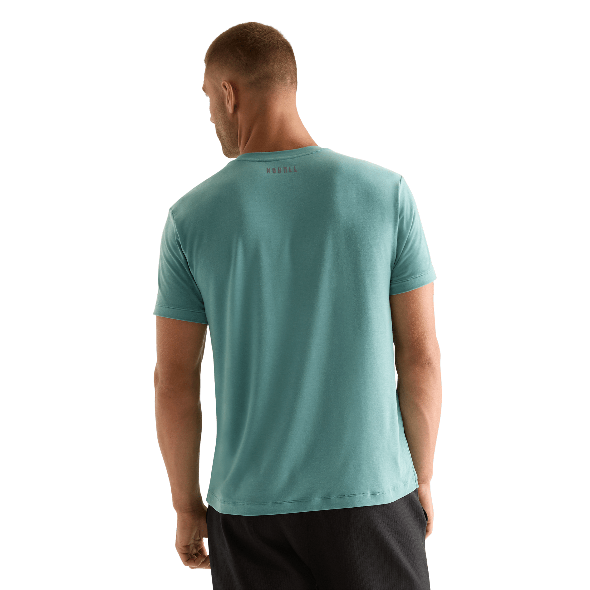 Oil Blue Men's Unbranded Tee Back Angle.