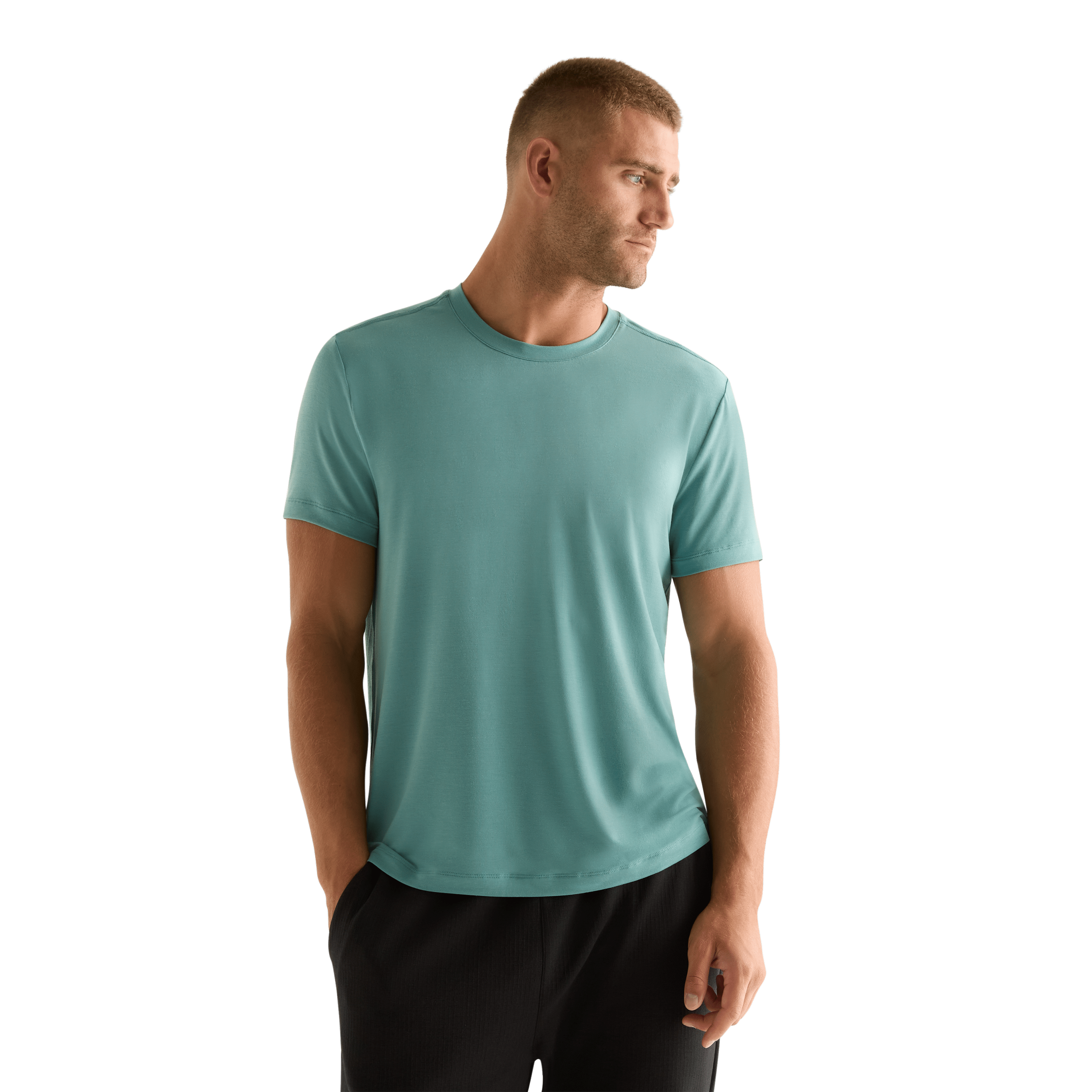 Oil Blue Men's Unbranded Tee Front Angle.