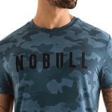 Coastal Blue Camo NOBULL Men's Tee Front Detail Angle.
