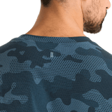 Coastal Blue Camo NOBULL Men's Tee Back Detail Angle.