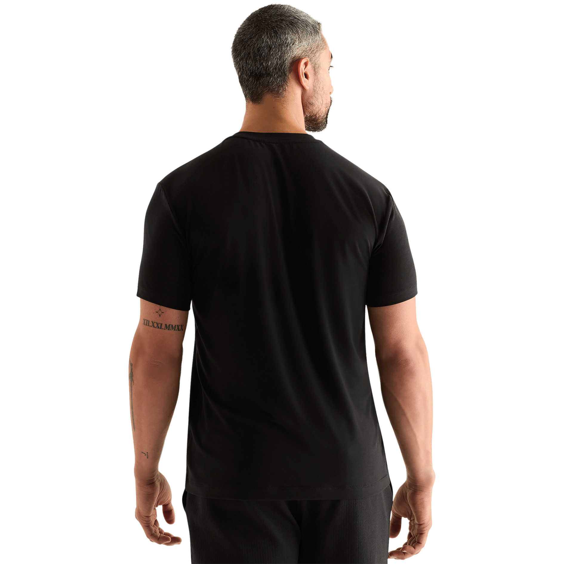 Men's Black Be U Tee Back Angle.