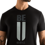 Men's Black Be U Tee Front Detail Angle.