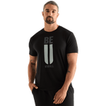 Men's Black Be U Tee Front Angle.