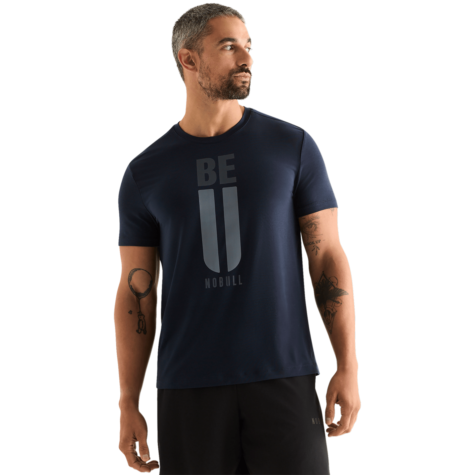 Night Navy Men's Be U Tee Front Angle.
