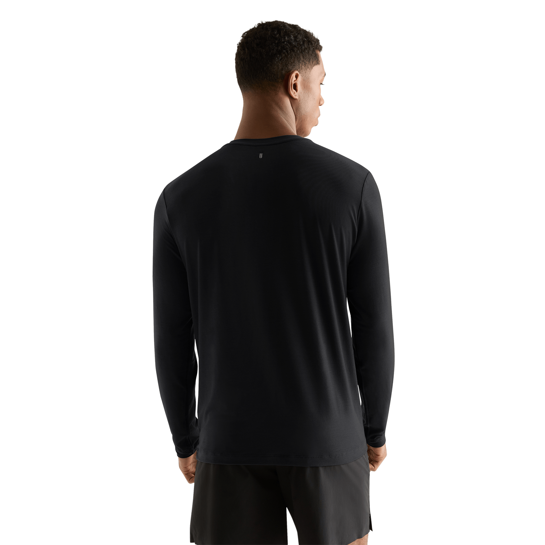 Black Men's NOBULL Long Sleeve Tee Back Angle.