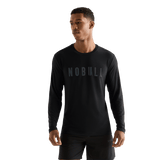 Black Men's NOBULL Long Sleeve Tee Front Angle.