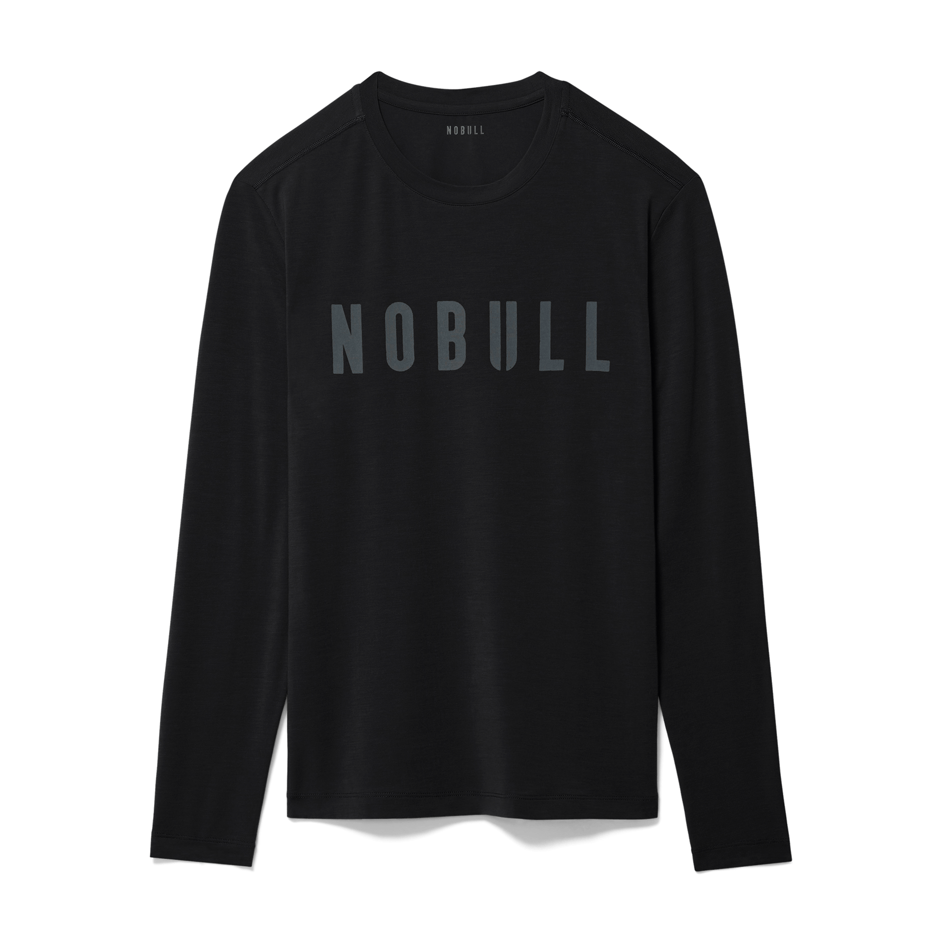 Black Men's NOBULL Long Sleeve Tee Silhouette Angle.